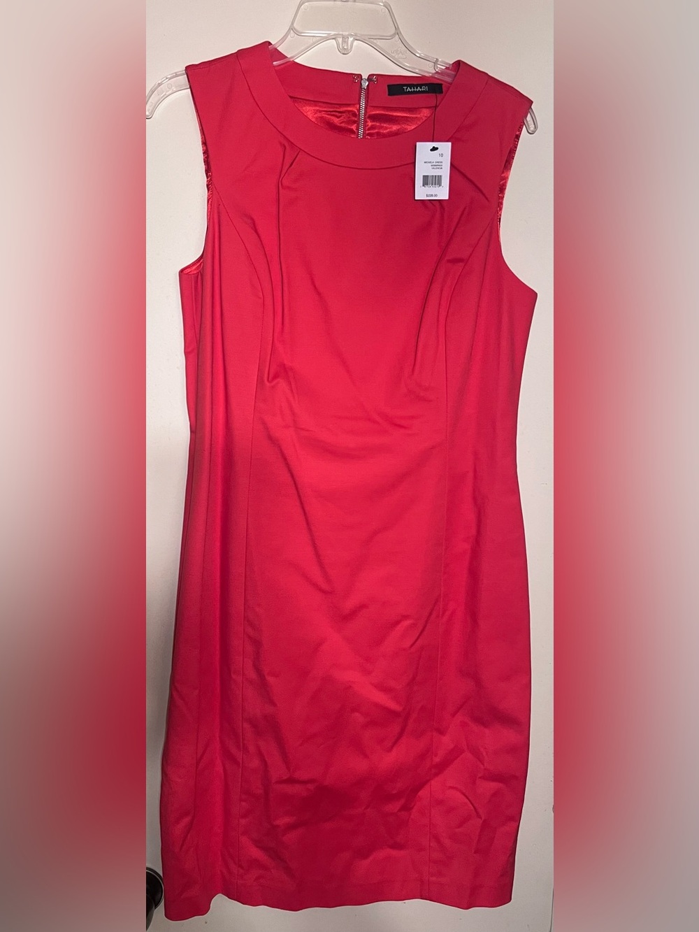 Tahari Strapless Red-Orange Sheath Dress